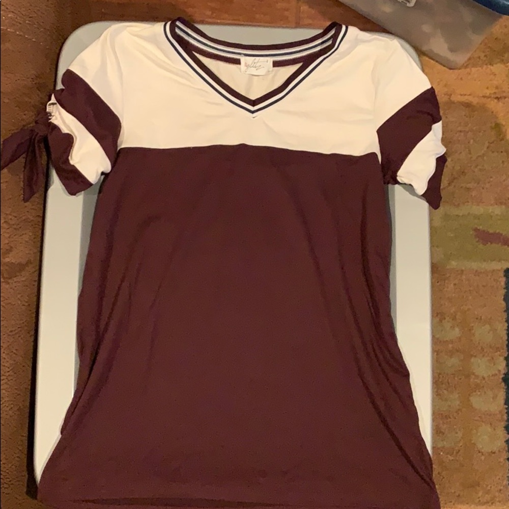White and maroon shirt. Girls size small
